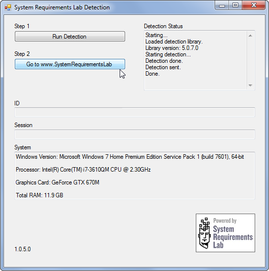 System Requirements Lab Detection 1.0 Download | Descargar