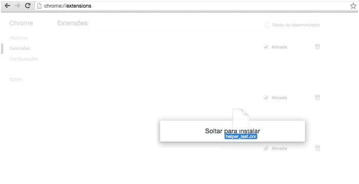 Extensão dentro do Google Chrome
